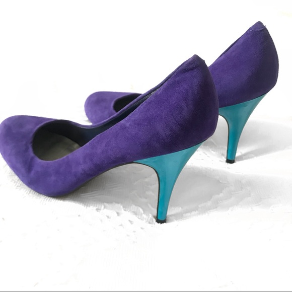 Jessica Simpson Shoes - Jessica Simpson purple suede, blue heel / Size 8.5